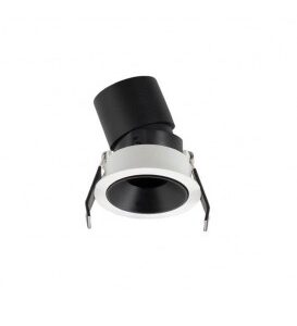 Spot orientabil încastrat rotund XPIT protejat la praf și umiditate (IP54) 6.8W 3000K, Alb mat/ interior negru , Arelux, PTD01WW SWH/SBK