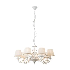 Candelabru Milena 7 brațe , alb cu auriu, decorațiune cristal, 7xE14, Incanti, 01-731