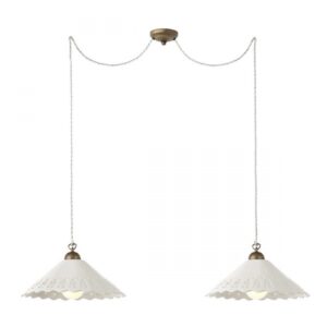 Suspensie Redo Lea, abajur ceramica cu decoruri traforate, baza metalică alamă antică, 2xE27, Incanti, 02-804 CT40