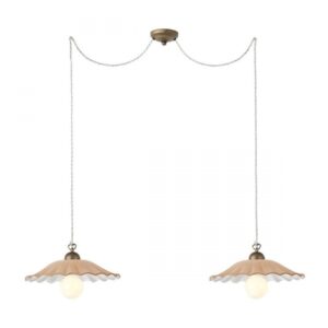 Suspensie Redo Lea, abajur ceramica , baza metalică alamă antică, 2xE27, Incanti, 02-804 CC26