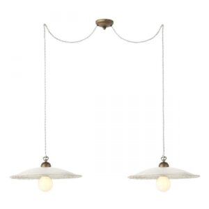Suspensie Redo Lea, abajur ceramica , baza metalică alamă antică, 2xE27, Incanti, 02-804 CF40