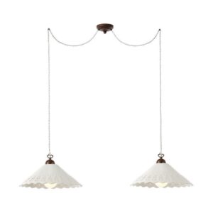 Suspensie Redo Lea, abajur ceramica cu decoruri traforate, baza metalică maron patinat cu aur, 2xE27, Incanti, 02-904 CT40