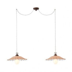 Suspensie Redo Lea, abajur ceramica cu decoruri traforate, baza metalică maron patinat cu aur, 2xE27, Incanti, 02-904 CC36