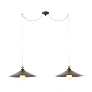Suspensie Redo Lea , baza metalică și abajururi maron patinat cu aur, 2xE27, Incanti, 02-904 M43BR