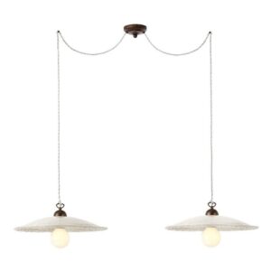 Suspensie Redo Lea, abajur ceramica , baza metalică maron patinat cu aur, 2xE27, Incanti, 02-904 CF40
