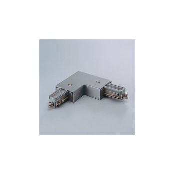 Element de conexiune în L și alimentare, STÂNGA, pentru două şine cu un circuit, Argintiu, MT1008 S