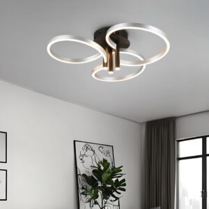 Plafoniera Trio Caruso, metal, aluminiu lucios/ negru, LED CCT, 43W, 4980 lumeni, 2300K/3000K/4000K, D. 65 cm, 648110605