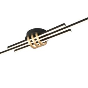 Plafonieră Cinto led 20W 3000K, negru/auriu, dimabila în 3 pași pe întrerupător normal, R67873180