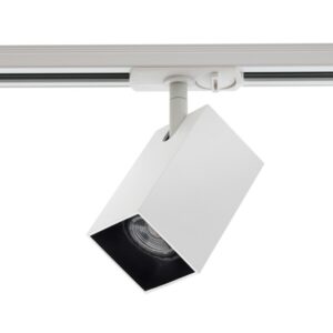 Proiector Arelux XCARD CD03 SWH, cu adaptor pentru șină cu un circuit, 1 x GU10, IP20, alb sablat + negru