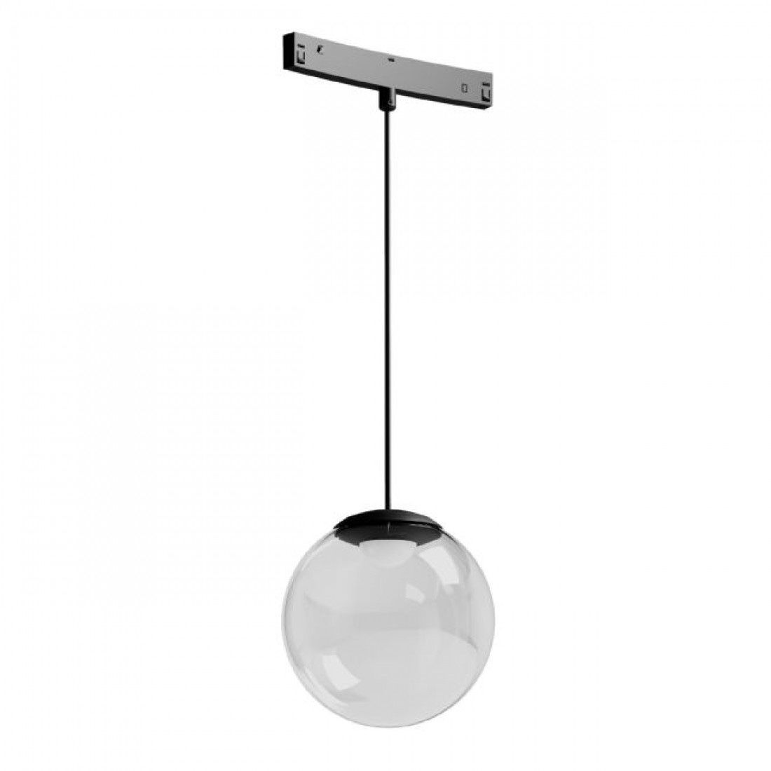 Suspensie decorativă cu formă sferică pentru profilele curbate Xnet Arelux LED 5,3W 3000K 549 lm, Negru, Transparent, XNRS15WWR SU