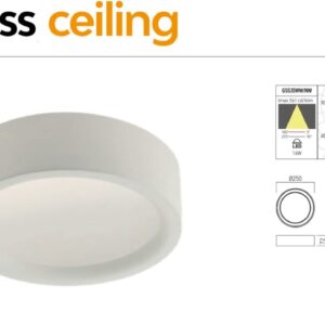Plafonieră din gips Xgess, 15W, 3000K, lumina caldă, D. 25cm, H. 7cm, GSS35WW