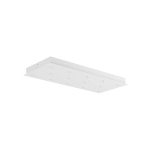 Bază rectangulară din metal pentru lustre 14 brațe, alb mat, 700x300, Redo, CSL14SQ700WH