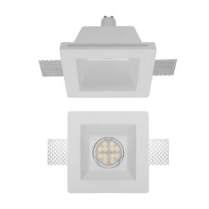 Spot incastrat XGess Mini, gips, 1XGU10, patrat, GSS05